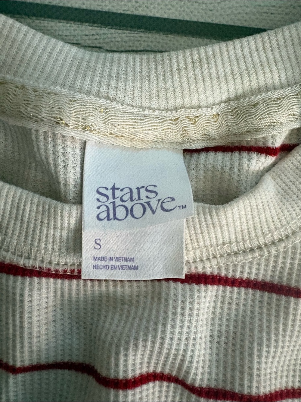 stars above Cream and Red Striped Pajama Set - Picture 3 of 4